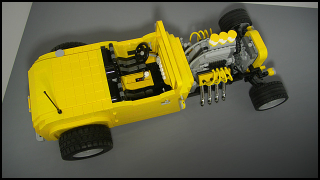 Illustration for article titled More LEGO madness... AFOL designs/builds coolest hot-rod yet...